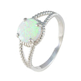 Angeles Modern White Solitaire Ring with Opal Gemstone